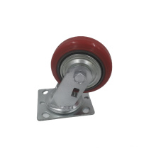 3 Inch Korean Swivel Plate Casting Iron Wheel Red PU Center Industrial Caster 75mm